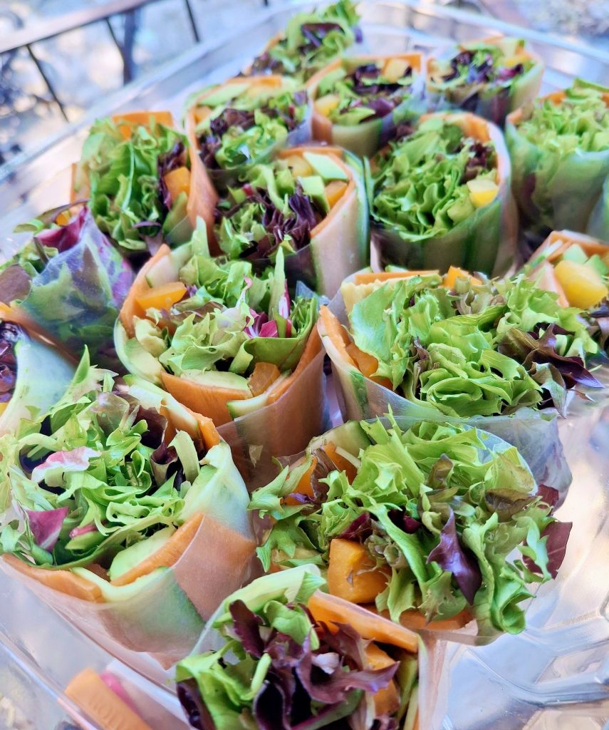 Spring roll platters $45 includes both "no peanut yum sauce" and "kicking thai" (spicy)